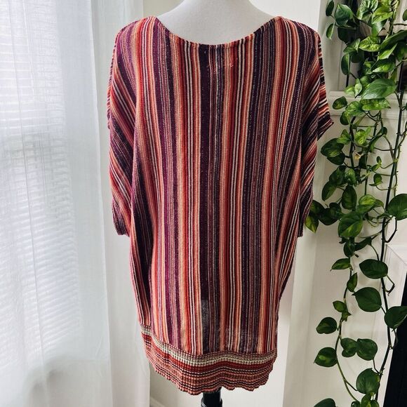 Studio 8 Burgundy Red Striped Knitted Lightweight Flowy Stretchy Blouse Plus 3X - Picture 5 of 6
